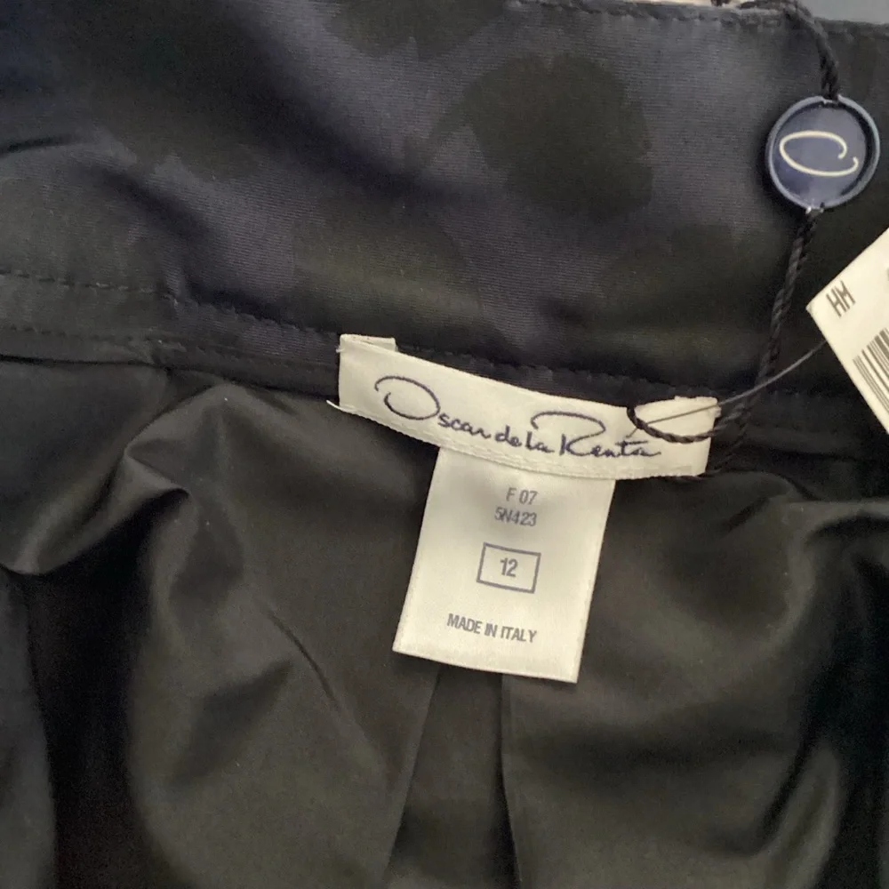 Oscar de la Renta Skirt Size 12 Navy Blue Jacquard A-Line Classic Elegant NWT